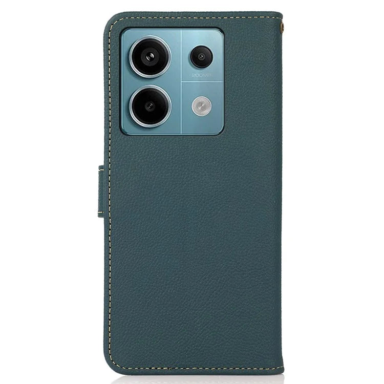 KHAZNEH For Xiaomi Redmi Note 13 Pro 5G / Poco X6 5G Case RFID Blocking Genuine Cow Leather Card Slot Phone Cover