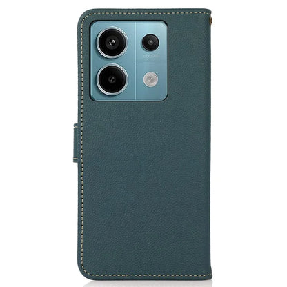 KHAZNEH For Xiaomi Redmi Note 13 Pro 5G / Poco X6 5G Case RFID Blocking Genuine Cow Leather Card Slot Phone Cover