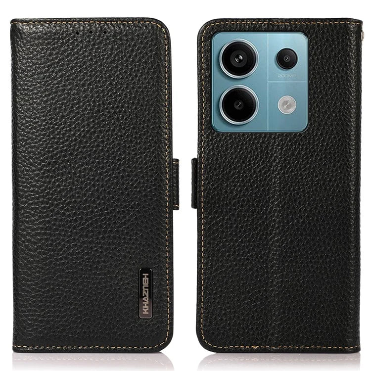 KHAZNEH For Xiaomi Redmi Note 13 Pro 5G / Poco X6 5G Case Litchi Texture RFID Blocking Phone Protector