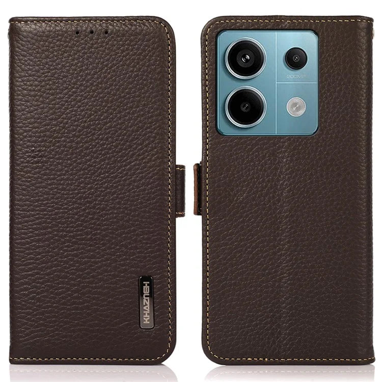 KHAZNEH For Xiaomi Redmi Note 13 Pro 5G / Poco X6 5G Case Litchi Texture RFID Blocking Phone Protector