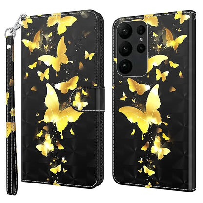For Samsung Galaxy S24 Ultra Case 3D Pattern Leather Stand Phone Cover