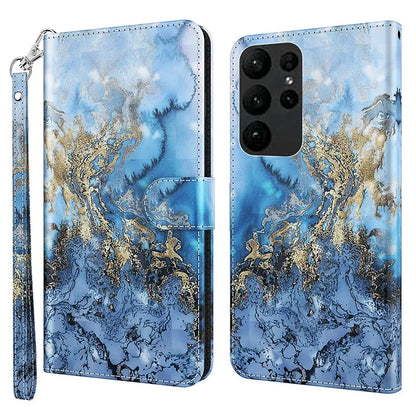 For Samsung Galaxy S24 Ultra Case 3D Pattern Leather Stand Phone Cover