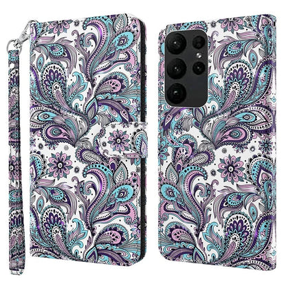 For Samsung Galaxy S24 Ultra Case 3D Pattern Leather Stand Phone Cover