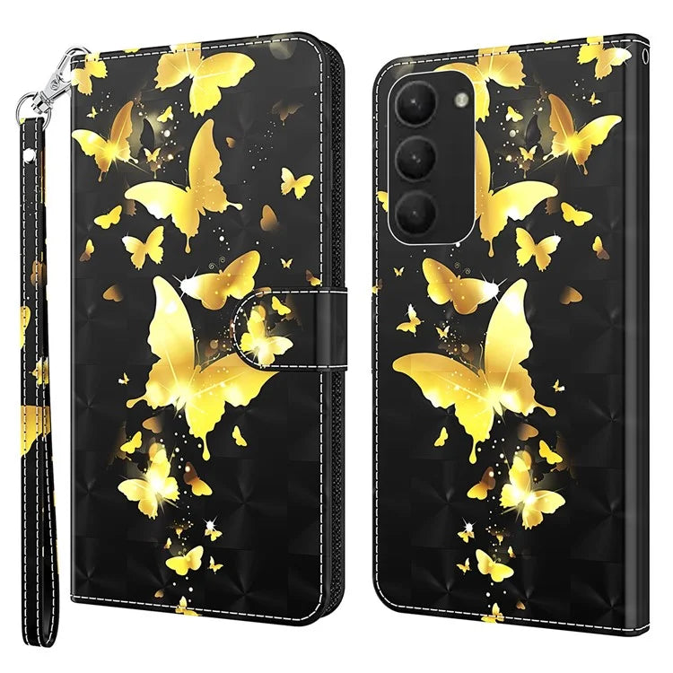 For Samsung Galaxy S24+ Leather 3D Pattern Case Flip Wrist Strap Cell Phone Cover