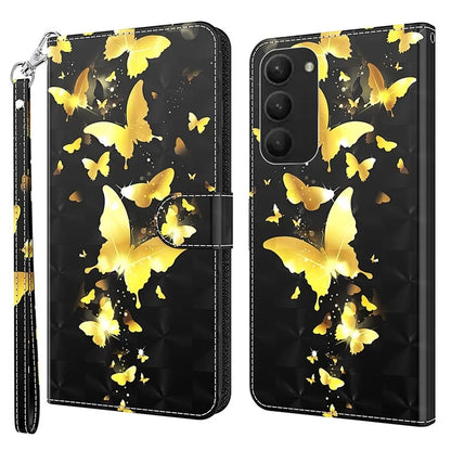 For Samsung Galaxy S24+ Leather 3D Pattern Case Flip Wrist Strap Cell Phone Cover