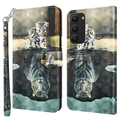 For Samsung Galaxy S24+ Leather 3D Pattern Case Flip Wrist Strap Cell Phone Cover