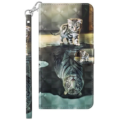 For Samsung Galaxy S24+ Leather 3D Pattern Case Flip Wrist Strap Cell Phone Cover