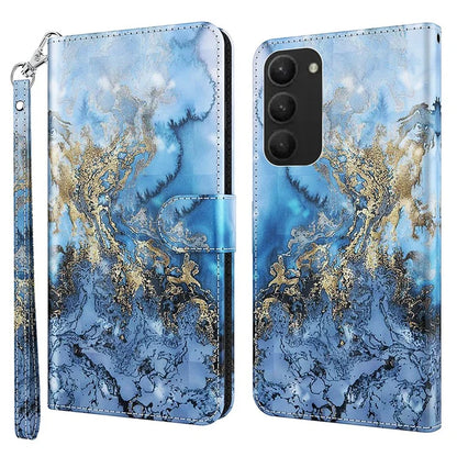 For Samsung Galaxy S24+ Leather 3D Pattern Case Flip Wrist Strap Cell Phone Cover