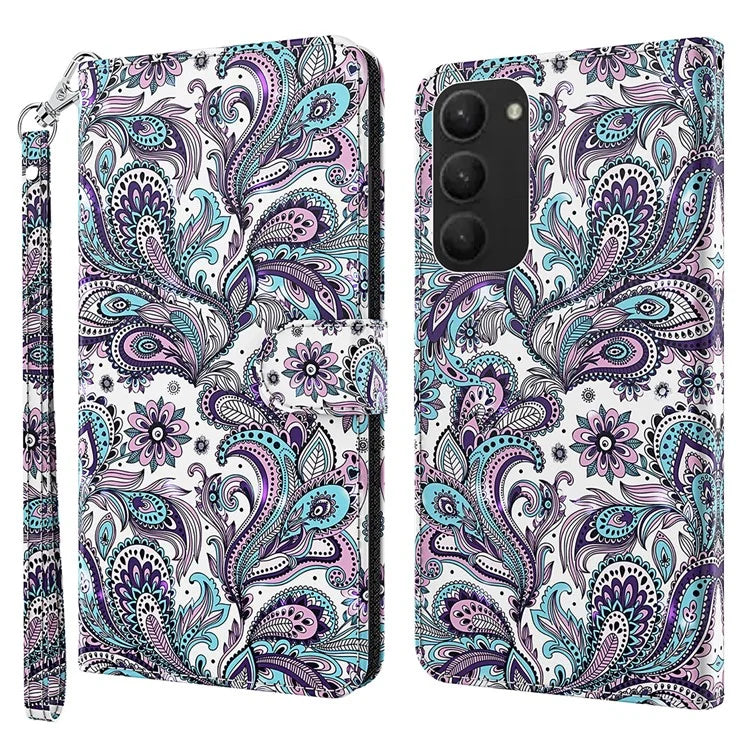 For Samsung Galaxy S24+ Leather 3D Pattern Case Flip Wrist Strap Cell Phone Cover