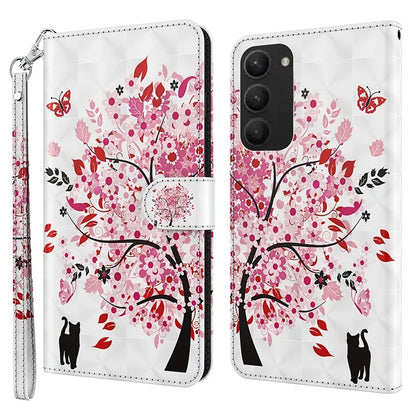 For Samsung Galaxy S24+ Leather 3D Pattern Case Flip Wrist Strap Cell Phone Cover