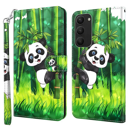 For Samsung Galaxy S24+ Leather 3D Pattern Case Flip Wrist Strap Cell Phone Cover