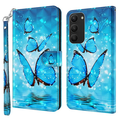 For Samsung Galaxy S24+ Leather 3D Pattern Case Flip Wrist Strap Cell Phone Cover