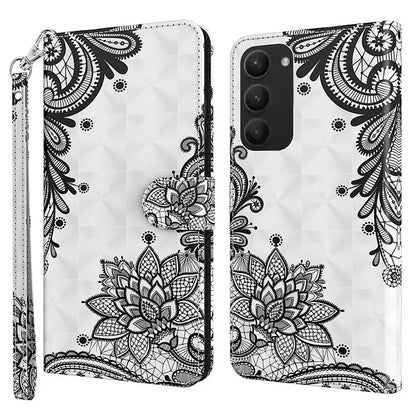 For Samsung Galaxy S24+ Leather 3D Pattern Case Flip Wrist Strap Cell Phone Cover