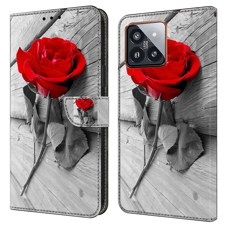 For Xiaomi 14 Pro Leather Phone Case Wallet 3D Pattern Design Cover