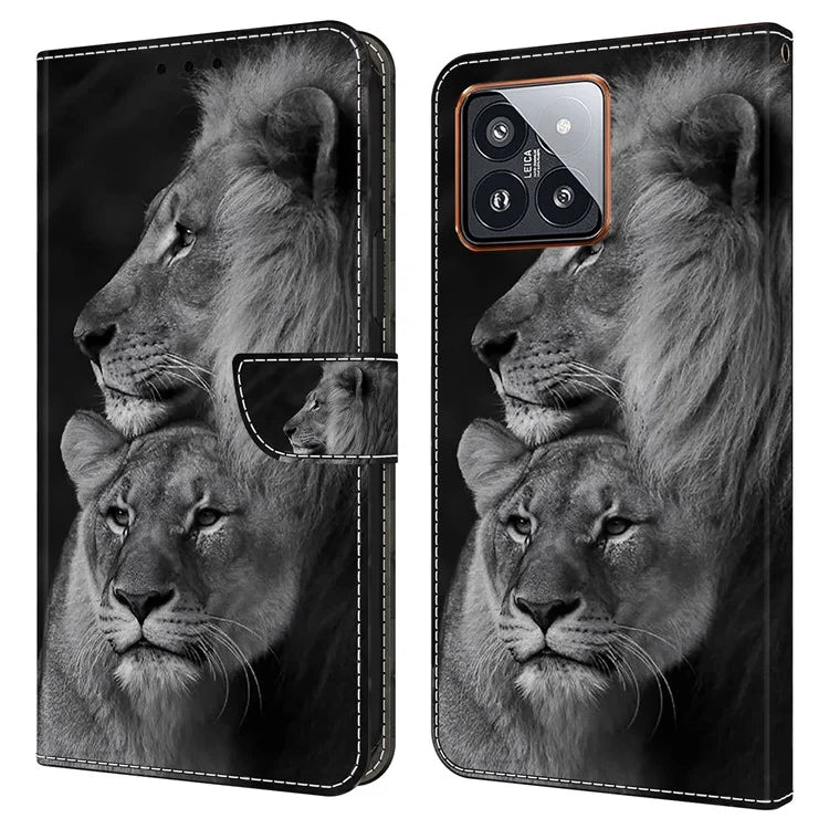 For Xiaomi 14 Pro Leather Phone Case Wallet 3D Pattern Design Cover