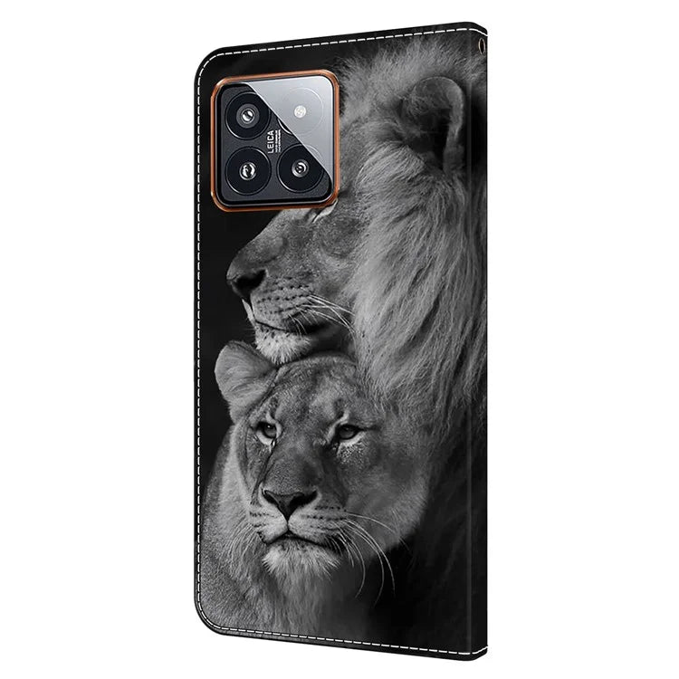 For Xiaomi 14 Pro Leather Phone Case Wallet 3D Pattern Design Cover