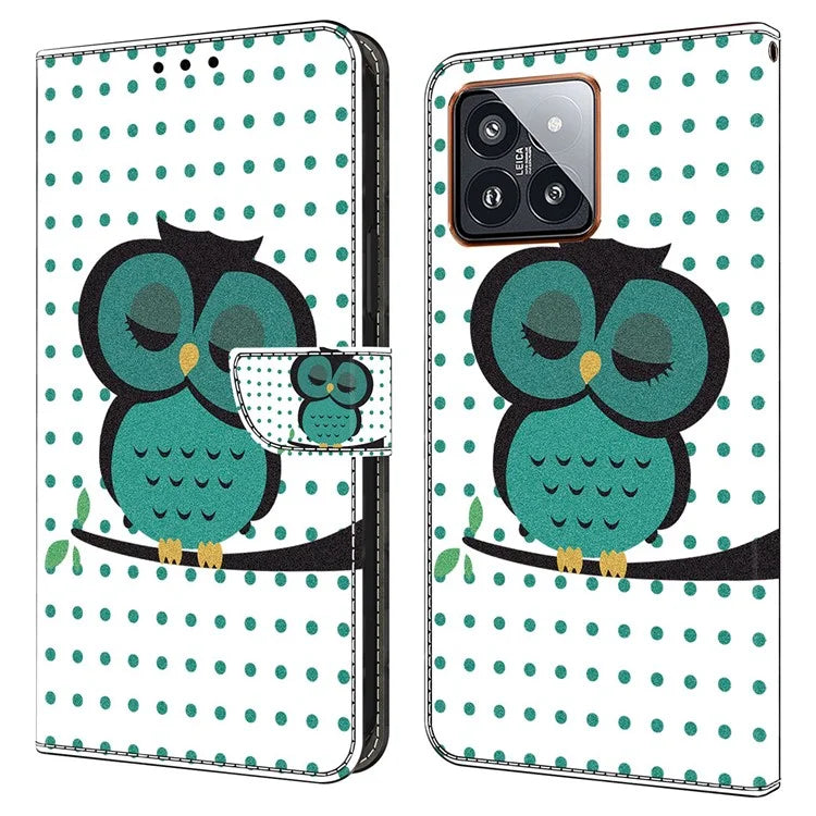 For Xiaomi 14 Pro Leather Phone Case Wallet 3D Pattern Design Cover