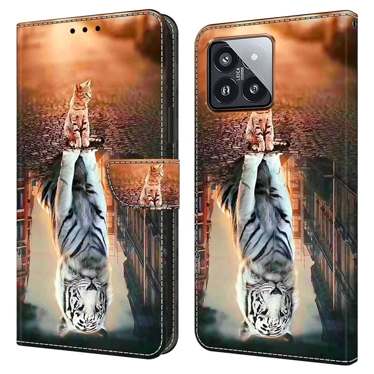 For Xiaomi 14 Pro Leather Phone Case Wallet 3D Pattern Design Cover