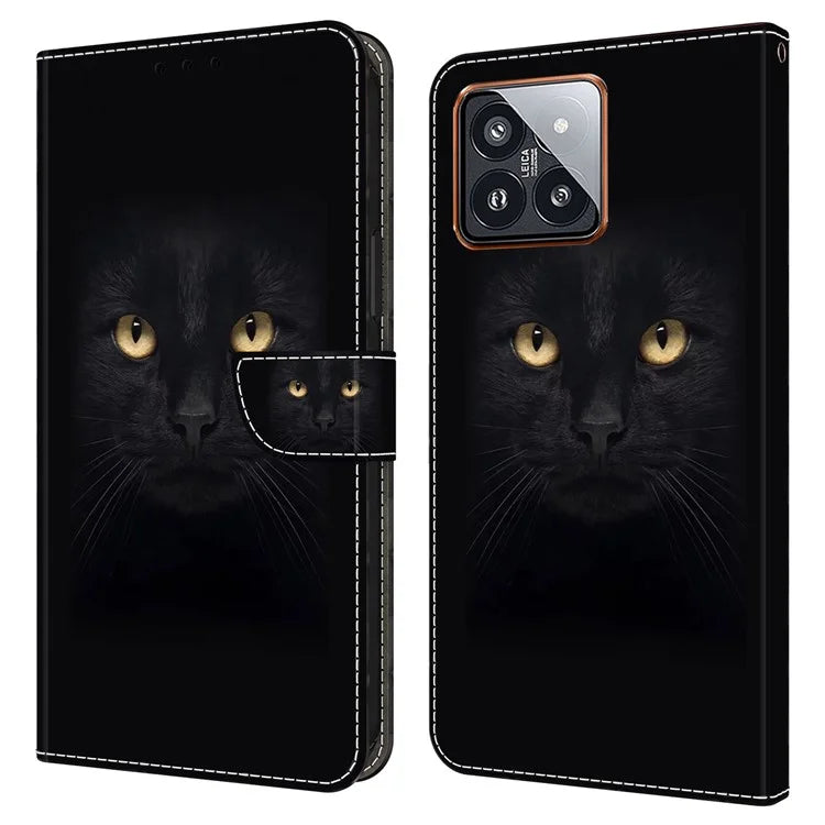 For Xiaomi 14 Pro Leather Phone Case Wallet 3D Pattern Design Cover