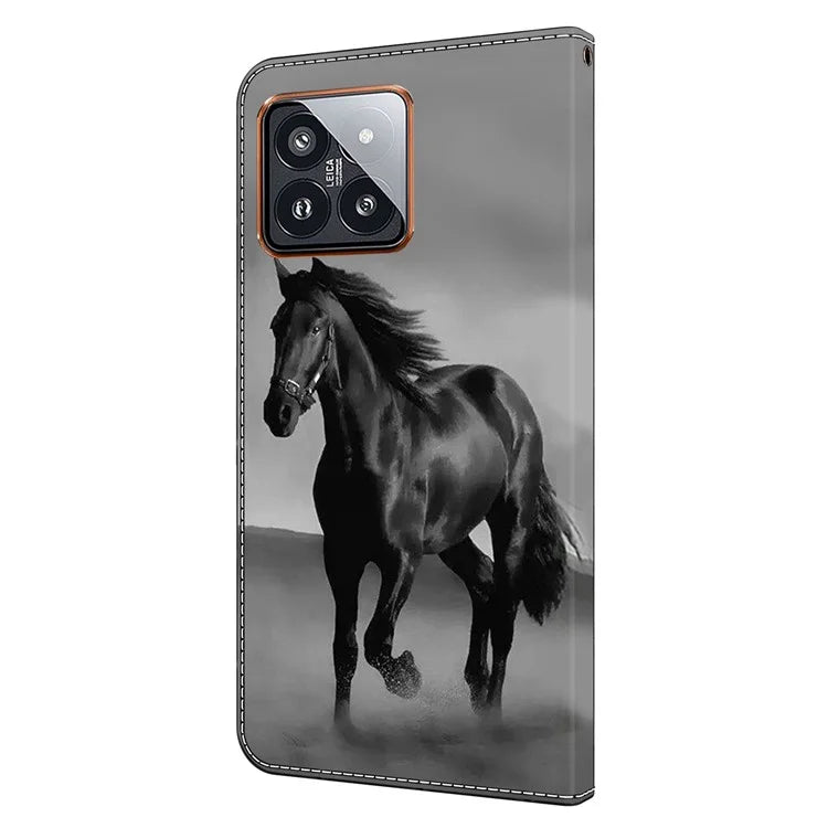 For Xiaomi 14 Pro Leather Phone Case Wallet 3D Pattern Design Cover