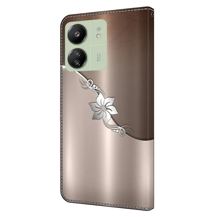 For Xiaomi Redmi 13C 4G / Poco C65 4G Phone Case PU Leather 3D Pattern Flip Folio Cover