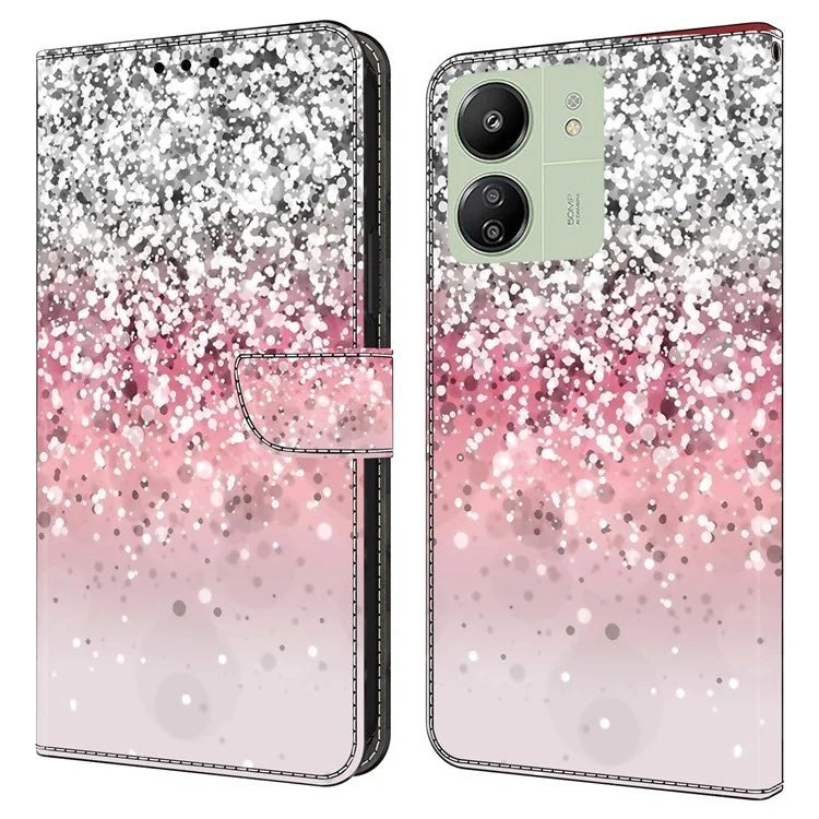 For Xiaomi Redmi 13C 4G / Poco C65 4G Phone Case PU Leather 3D Pattern Flip Folio Cover