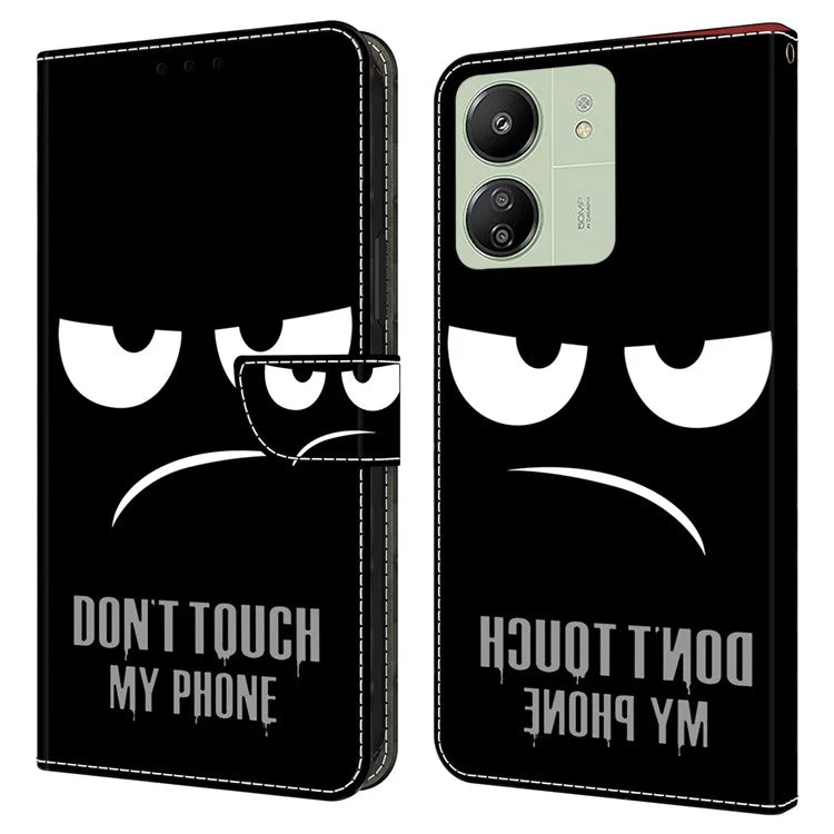 For Xiaomi Redmi 13C 4G / Poco C65 4G Phone Case PU Leather 3D Pattern Flip Folio Cover