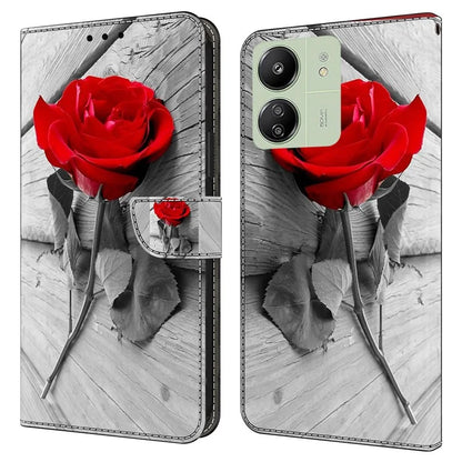 For Xiaomi Redmi 13C 4G / Poco C65 4G Phone Case PU Leather 3D Pattern Flip Folio Cover