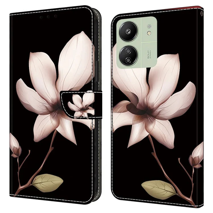 For Xiaomi Redmi 13C 4G / Poco C65 4G Phone Case PU Leather 3D Pattern Flip Folio Cover