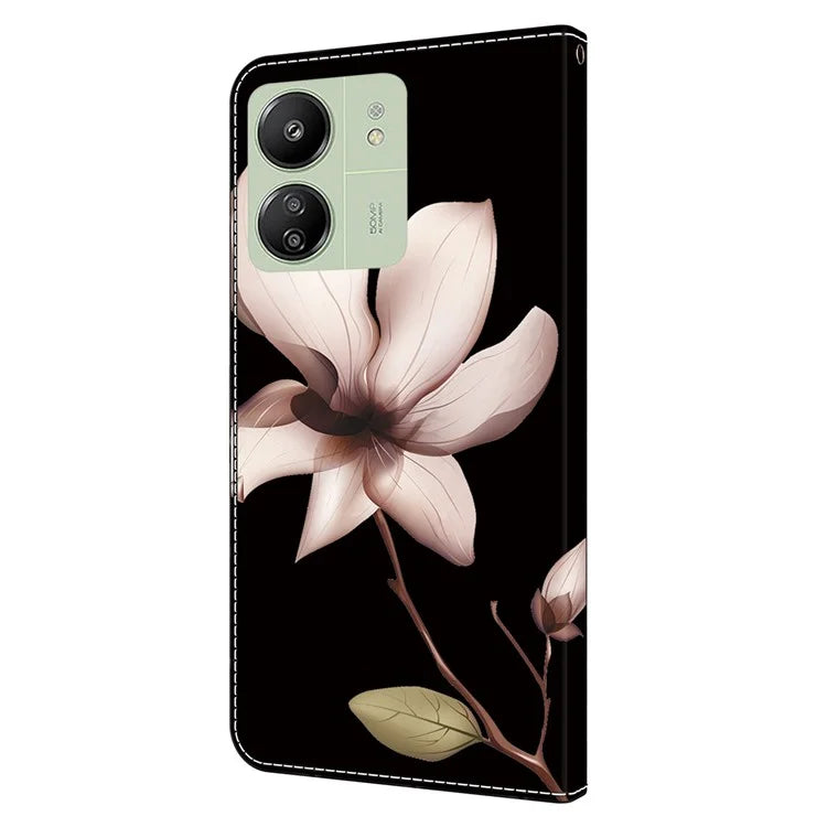 For Xiaomi Redmi 13C 4G / Poco C65 4G Phone Case PU Leather 3D Pattern Flip Folio Cover