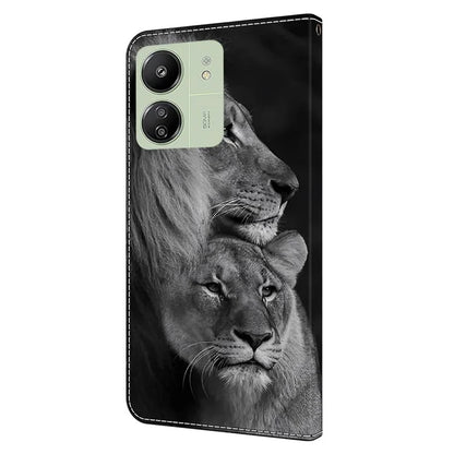For Xiaomi Redmi 13C 4G / Poco C65 4G Phone Case PU Leather 3D Pattern Flip Folio Cover
