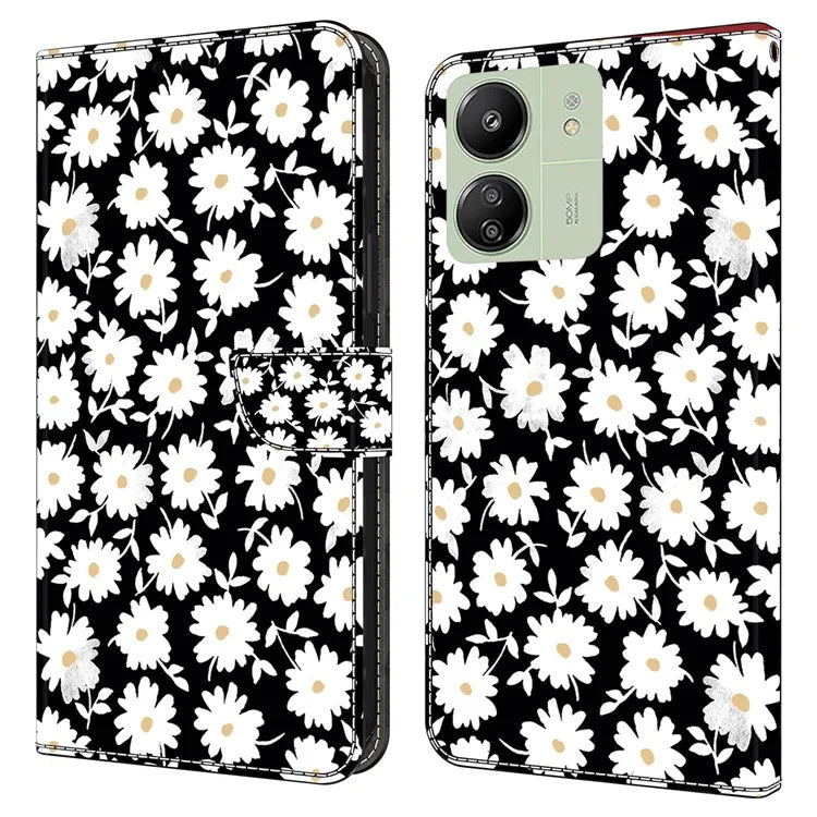 For Xiaomi Redmi 13C 4G / Poco C65 4G Phone Case PU Leather 3D Pattern Flip Folio Cover