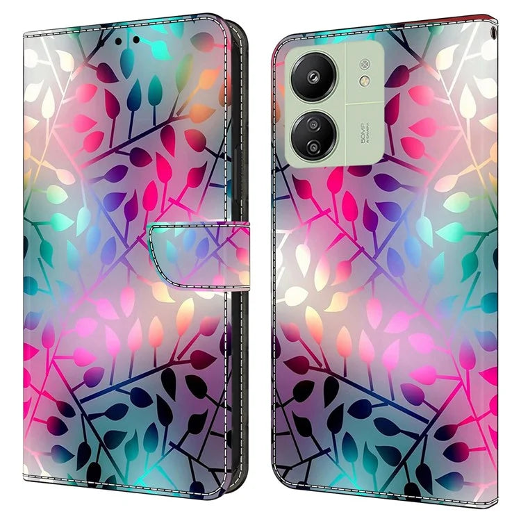 For Xiaomi Redmi 13C 4G / Poco C65 4G Phone Case PU Leather 3D Pattern Flip Folio Cover