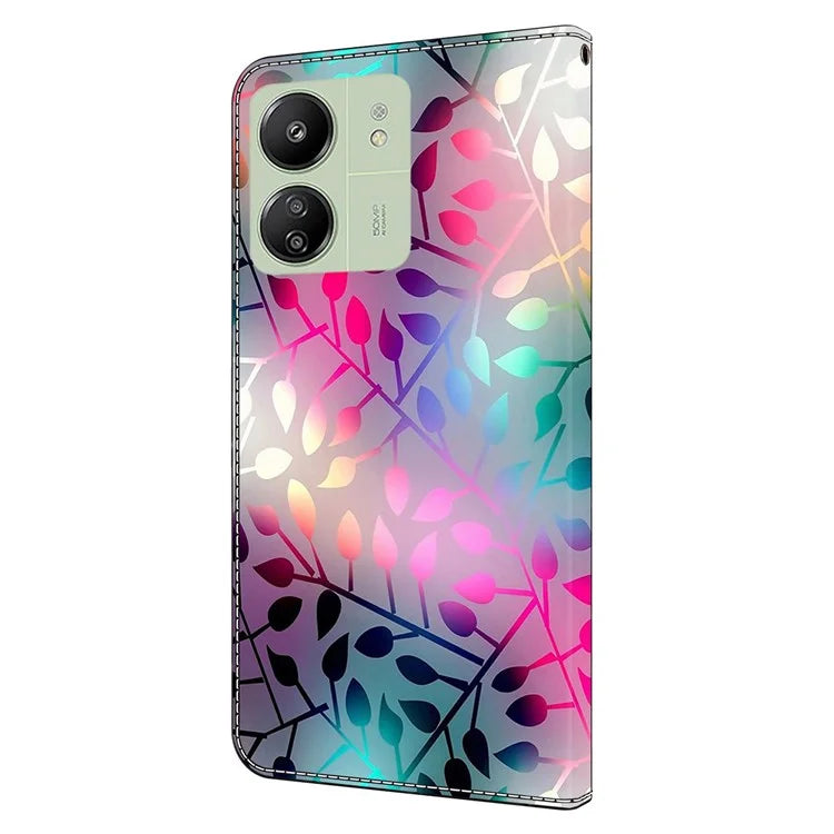 For Xiaomi Redmi 13C 4G / Poco C65 4G Phone Case PU Leather 3D Pattern Flip Folio Cover