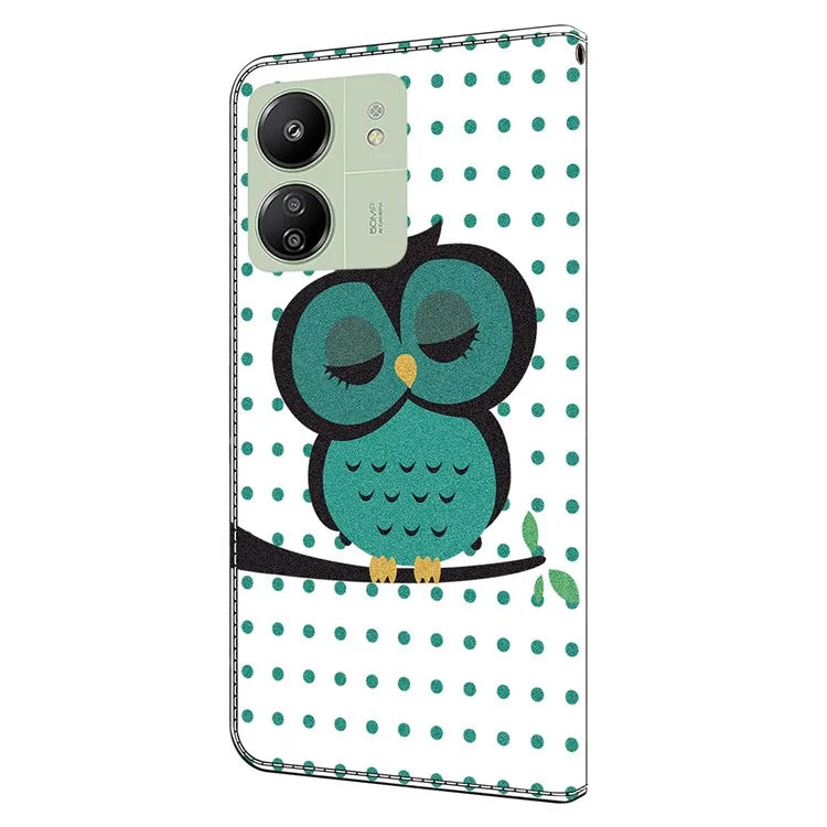 For Xiaomi Redmi 13C 4G / Poco C65 4G Phone Case PU Leather 3D Pattern Flip Folio Cover