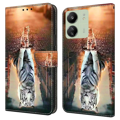 For Xiaomi Redmi 13C 4G / Poco C65 4G Phone Case PU Leather 3D Pattern Flip Folio Cover