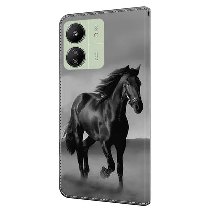 For Xiaomi Redmi 13C 4G / Poco C65 4G Phone Case PU Leather 3D Pattern Flip Folio Cover