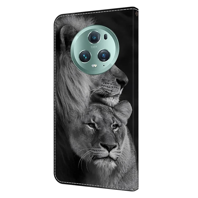 For Honor Magic5 Pro Leather Phone Case Wallet 3D Pattern All Inclusive Cover