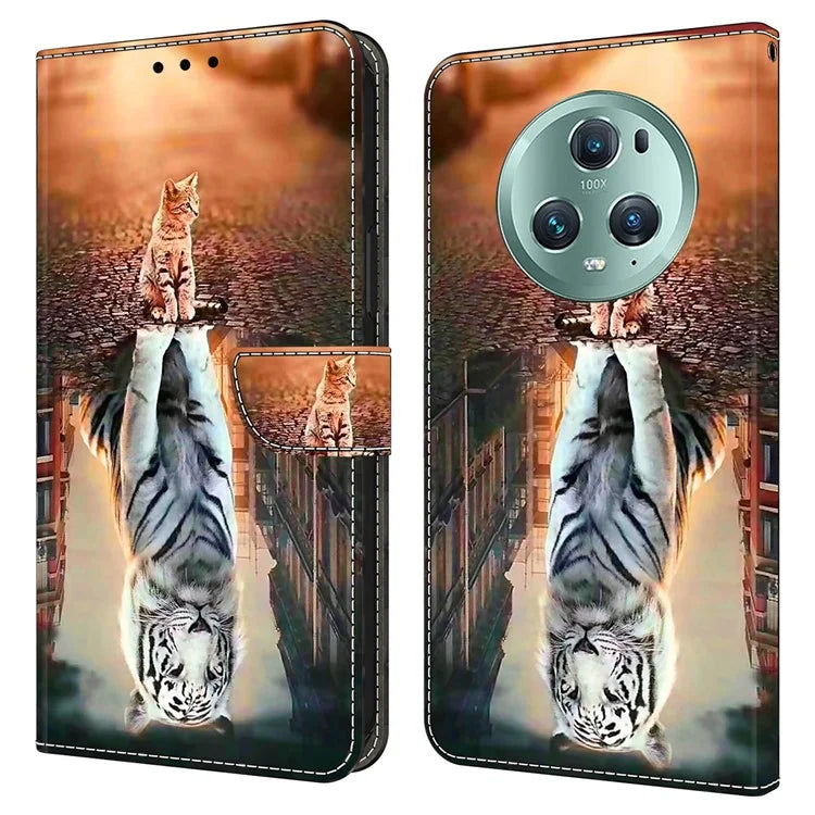 For Honor Magic5 Pro Leather Phone Case Wallet 3D Pattern All Inclusive Cover