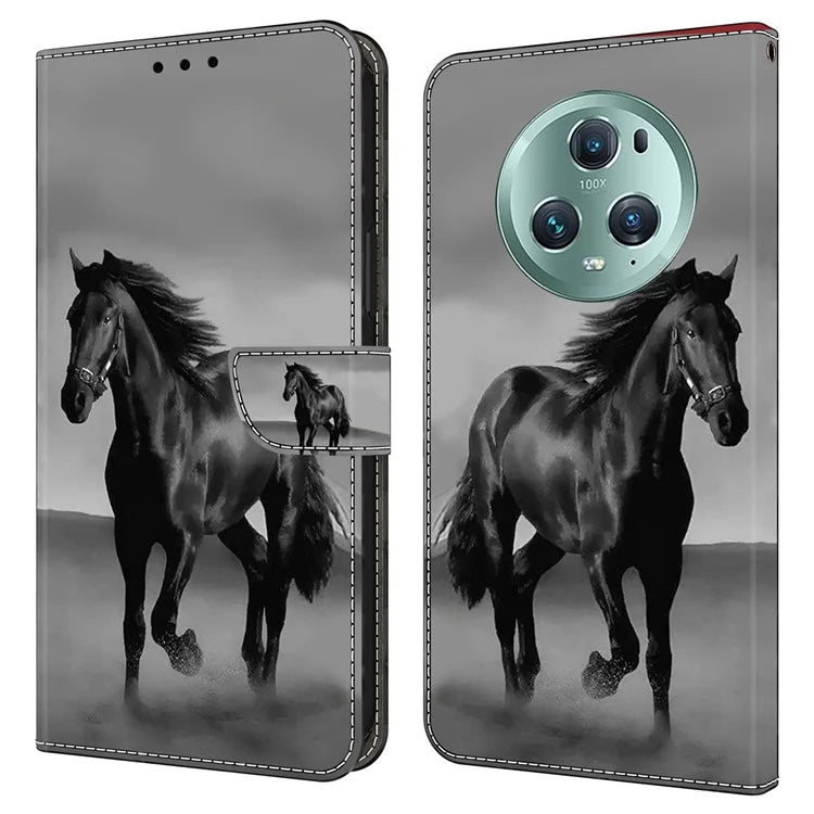 For Honor Magic5 Pro Leather Phone Case Wallet 3D Pattern All Inclusive Cover