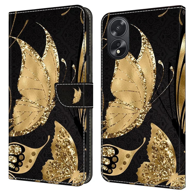 For Oppo A38 4G / A18 4G Leather Phone Case 3D Pattern Magnetic Closure Folio Cover