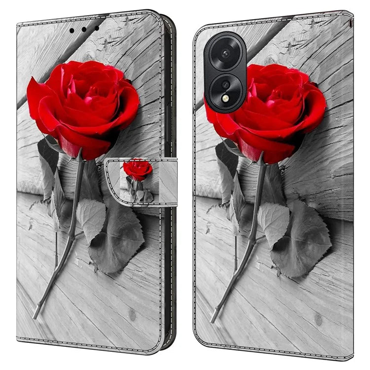 For Oppo A38 4G / A18 4G Leather Phone Case 3D Pattern Magnetic Closure Folio Cover