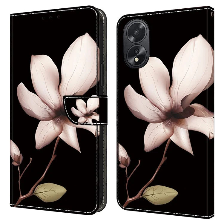 For Oppo A38 4G / A18 4G Leather Phone Case 3D Pattern Magnetic Closure Folio Cover