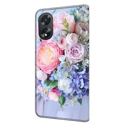 For Oppo A38 4G / A18 4G Leather Phone Case 3D Pattern Magnetic Closure Folio Cover