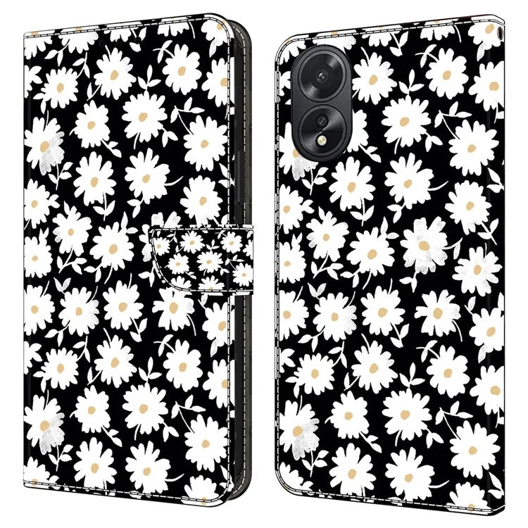 For Oppo A38 4G / A18 4G Leather Phone Case 3D Pattern Magnetic Closure Folio Cover