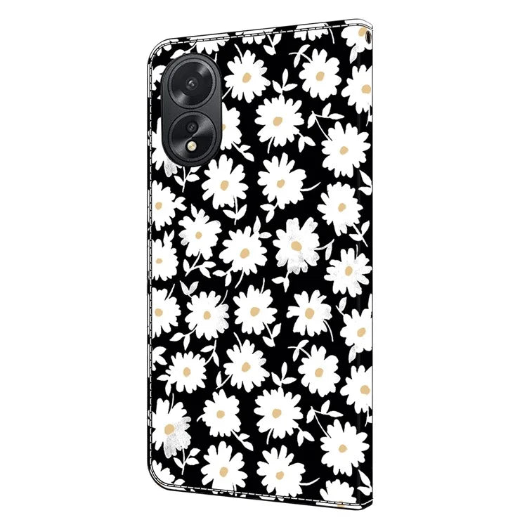 For Oppo A38 4G / A18 4G Leather Phone Case 3D Pattern Magnetic Closure Folio Cover