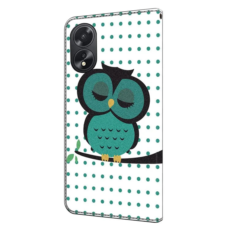 For Oppo A38 4G / A18 4G Leather Phone Case 3D Pattern Magnetic Closure Folio Cover