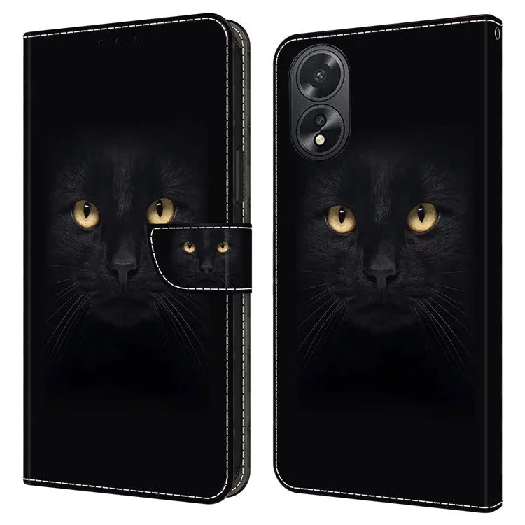 For Oppo A38 4G / A18 4G Leather Phone Case 3D Pattern Magnetic Closure Folio Cover