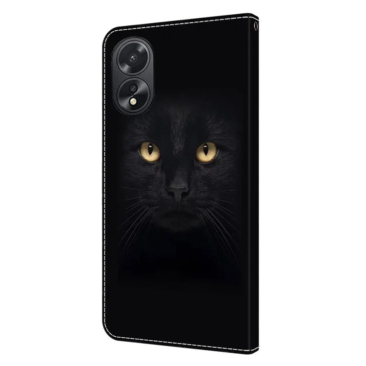 For Oppo A38 4G / A18 4G Leather Phone Case 3D Pattern Magnetic Closure Folio Cover