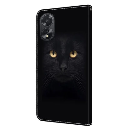 For Oppo A38 4G / A18 4G Leather Phone Case 3D Pattern Magnetic Closure Folio Cover